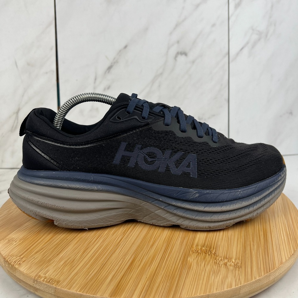 Hoka One Bondi 8 Mens Size 9.5 D Black Iron Ore Running Walk Shoes 1123202 BCKRN